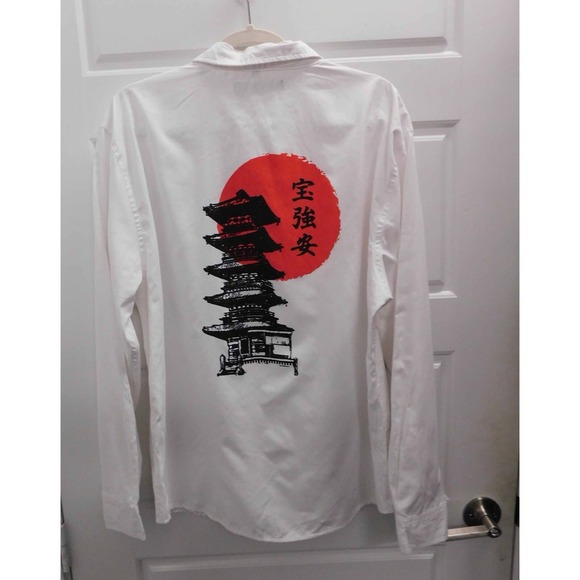 Smoke & Ash White Button Down Shirt "I am the king of my own castle" sz XL - Picture 2 of 4